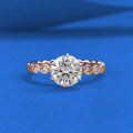 wholesale S925 Silver Rose Gold 6-Prong Round Diamond Hive Setting Ring Romantic Wedding Band-0-0