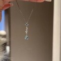 wholesale S925 Sterling Silver Meteor Shower Aquamarine Diamond Drop Pendant Necklace, Small Batch Design, Luxury High-End Feel Women's Collarbone Chain-0-3