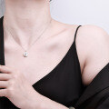 Sterling Silver Oval Rose Pendant Necklace with White Shell and Moissanite-0-2