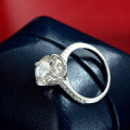 wholesale 925 Sterling Silver Full Setting 4ct White G Color High Carbon Diamond Ring 9*13-0-3