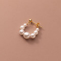 wholesale S925 silver Korean-style minimalist synthetic pearl back-hook earrings, light pearl ear accessories M01449-0-4