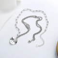 wholesale S925 Sterling Silver Double-layer Round Pendant Letter Necklace Minimalist Stylish Luxury Collarbone Chain-0-2