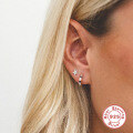 wholesale K925 silver, gold-plated, round diamond-studded ear cuffs, trendy and luxurious earrings-0-1