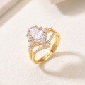 wholesale [gold] S925 silver gorgeous style oval moissanite ring for women, golden crown floral halo setting, European and American style-0-1