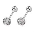 wholesale 999 Sterling Silver Jingxu Zircon Screw-Back Ear Stud Earrings for Women, Small Helix Earrings for Healing Ear Piercings, Sleep-Friendly No Need to Remove-0-4