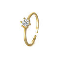 wholesale S925 Sterling Silver Six-prong Zircon Open Adjustable Ring For Women,-0-0