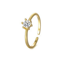 wholesale S925 Sterling Silver Six-prong Zircon Open Adjustable Ring For Women,-K1197-Gold Adjustable opening