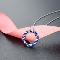 wholesale 925 Sterling Silver Multi-Color Enamel Circle Ring Pendant with High-End Minimalist and Versatile Women's Necklace Cross-Border Accessories-Round Single Pendant - Without Chain 925 Silver