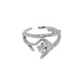 wholesale S925 Sterling Silver JT664 Korean Version Ins Trendy Designed Vine-Inlaid Zircon Textured Open Adjustable Ring for Women-0-4