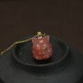 wholesale 18K Gold Vermeil South Red Agate Ancient Chinese Style Necklace Peach Blossom Romance Jewelry Fox Nine-Tailed Fox Pendant Pendant for Women-0-1