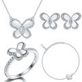 wholesale 925 Sterling Silver Butterfly Jewelry Set Four-Piece Cross-Border Bestseller Ring Necklace Earrings Set-0-0