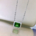 wholesale S925 Silver Necklace with Vintage 6*8 Emerald Cut Pendant, Summer Versatile Women's Jewelry, Hot Sale in Live Streams-0-1