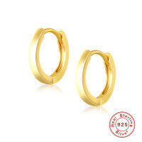 wholesale S925 Sterling Silver Smooth Hoop Ear Clasp, Fast Selling Fashion Classic Minimalist Versatile Women's Earrings-Gold