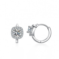S925 Silver Moissanite Stud Earrings, Luxury Square Setting, Fine Craftsmanship-50 points (empty boarding)
