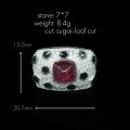 wholesale 925 Silver Gold-Plated Ring with High Carbon Diamond, Pigeon Blood Red Sugar Loaf, Panther Shape, Adjustable Party Ring for Women-0-2