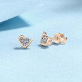 wholesale S925 Sterling Silver Moissanite Champagne Gold Heart-Shaped Moissanite Stud Earrings, Fresh and Sweet Niche Style-0-1