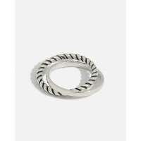 wholesale S925 Sterling Silver JT448 Korean Version Index Finger Ring, Ins Style Vintage Distressed Twisted Double-Layer Crossover Dual-Loop Ring for Women-Vintage Silver 12