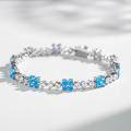 S925 Sterling Silver Alloy Four-Leaf Clover Zirconia & High-Carbon Diamond Charm Bracelet-0-1