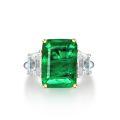 wholesale S925 Silver New Style 8ct 10*14 Rectangular Synthetic Emerald Ring Women's-0-5