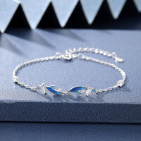 wholesale S925 Sterling Silver Minimalist Fresh Ocean Life with You Fishtail Bracelet, Forest-Style Wrist Jewelry for Qixi Valentine's Day Gift-The rest of my life with you bracelet>925 silver