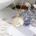 wholesale S925 Metal Rococo-style Vintage Geometric Circular Pendant with Natural Freshwater Pearl and White Shell-0-3