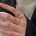 wholesale S925 Sterling Silver Korean Jewelry New Arrival High-end Gold and Silver Two-tone Fashion Statement Adjustable Index Finger Ring-0-0