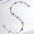 S925 Sterling Silver Double-Layer Bubble Bracelet with Rainbow Fruit-Colored Spaced Diamonds-0-0