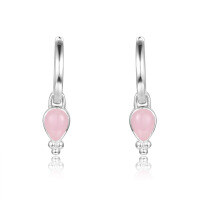 wholesale S925 Silver New Creative Design Natural Garnet Earrings, French Romantic Style with Inlaid Natural Gemstones-Natural Rose Quartz &gt; 925 Silver