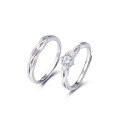 wholesale Silver couple rings, a pair of men's and women's matching rings, lightweight luxurydesign with, adjustable with engraved text, birthday gift-0-4