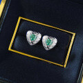 wholesale S925 Sterling Silver Style 5*5mm Paraiba Heart-shaped Stud Earrings Fashion Commuting Live Stream Ready for Dropshipping-0-2