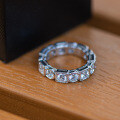 S925 Sterling Silver European and American Style Cubic Zirconia Row Ring, Fashionable and Versatile-0-1