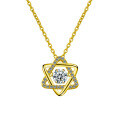 S925 Sterling Silver Hexagonal Star Necklace with Moissanite Pendant-0-5