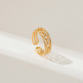 wholesale Gold-plated S925 Sterling Silver Double Layer Chain Ring for Women, European and American Ins Niche Design French Baroque Ring-0-1