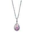 wholesale [925 Silver] Stunning Jewelry New Pear-Shaped Pink Diamond 4*7mm Pendant with Diamond Accents Women's Necklace, INS Elegant and Fresh Style-0-4