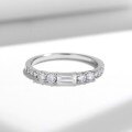 S925 Silver Gold-Plated 25*5mm Rectangular Moissanite Crossover Stacking Ring-0-0