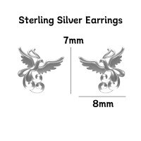 wholesale 925 Silver Cute Animal Pure Silver Stud Earrings Element Simple Minimalist Light Luxury Style Non-removable Earrings-Silver Phoenix Sterling Silver Earrings