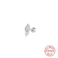 wholesale S925 Sterling Silver Ins Mini Feather Wing Threaded Eye Piercing Ear Stud with Diamond-0-6