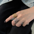 wholesale S925 Sterling Silver Irregular Multi-Layer Line Open Ring, Hip-Hop Punk Style European and American Personality Ring for Women-0-3