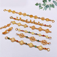 wholesale Gold-plated S925 silver chain semi-chain three-connection accessory bracelet necklace charm DIY handmade semi-finished product new-Style 9