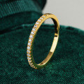 S925 Silver 18K Gold Plated Round Moissanite Band Ring-0-0