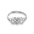 wholesale Metal: 925 Sterling Silver TEMU Cross-Border New Heart-Shaped Infinity Ring for Women, European and American Minimalist Premium Adjustable Open Ring-0-4