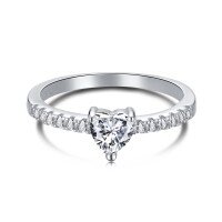 wholesale S925 Sterling Silver Exquisite and High-End Pink Heart Zirconia Design Women's Ring, Versatile and Stylish European Style Band-Platinum and White Diamonds AY120239-SW-WH>8