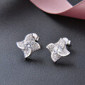 wholesale S925 silver zircon stud earrings with a small fresh windmill design, Korean-style-0-1