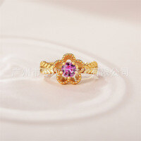 wholesale S925 Sterling Silver Original Design Floral Diamond Name Ring by Ling Cifang Jewelry, a Gift for Friends-Silver Copper