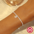 wholesale S925 Sterling Silver Small Bloom Chain Bracelet for Women with Moonlight Gemstone and Starry Accents-0-3