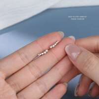 wholesale 925 Sterling Silver Zircon Star Stud Earrings For Women-E1267E_White Zirconium_Platinum-plated 925 Silver