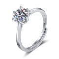 wholesale 925 Sterling Silver Women's Six-Prong D Color 1 Carat 2 Carat Moissanite Ring Engagement Gift for Girlfriend Wedding Ring-0-4