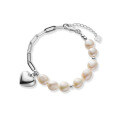 wholesale S925 Sterling Silver Baroque Pearl Ins-style Antique Heart-shaped Bracelet S3744-0-4