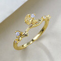 wholesale S925 Sterling Silver Plated with 18K Gold High-end Stylish Tree Branch Zircon Ring for Women, Trendy Ins Style Best Seller-0-3