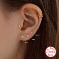 wholesale S925 Sterling Silver 3-Piece Set of Minimalist Stud Earrings with European French-Style Diamond Accents-0-3